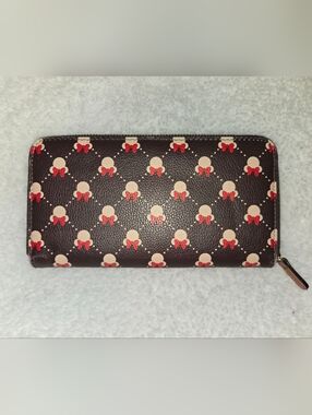 Disney Brown Wallet with Cream Minnie Silhouettes and Red Bows